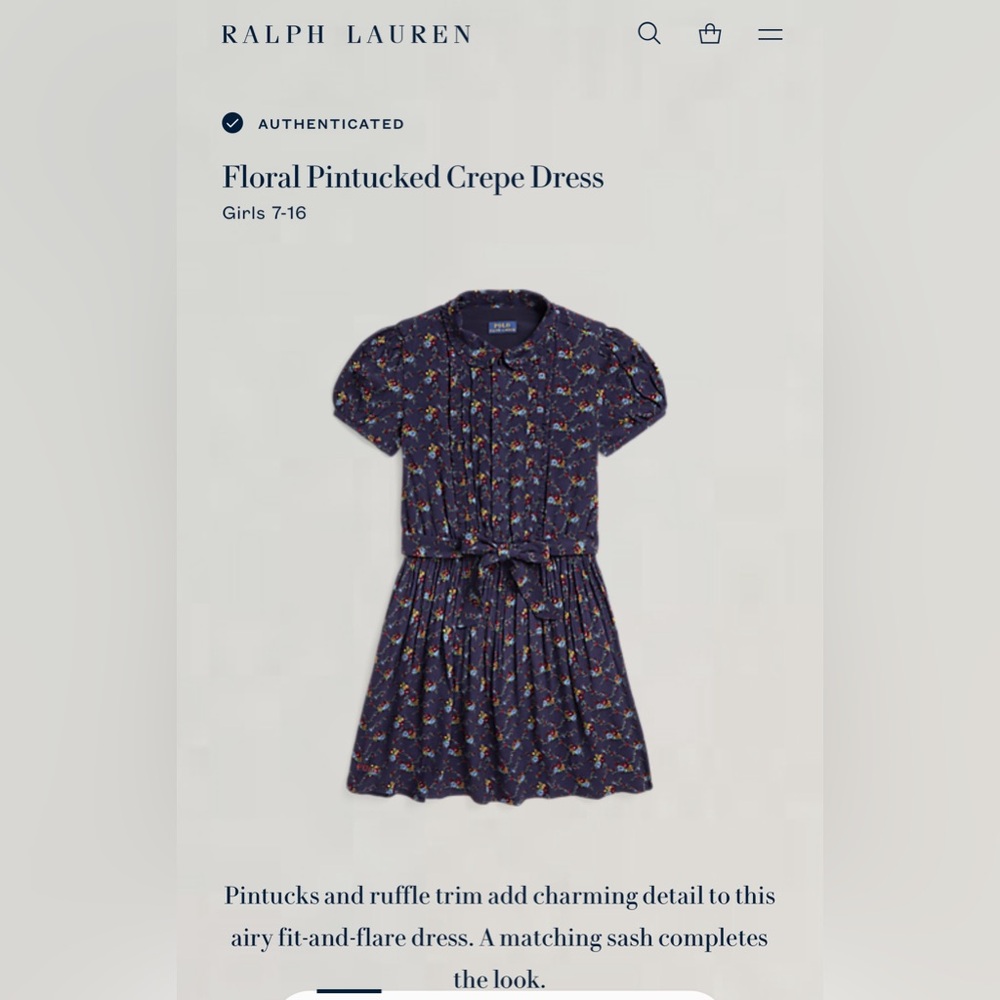 Ralph Lauren Girls Floral Dress - Size 7 NEW
